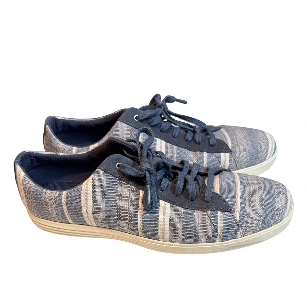 Cole Haan Grand Crosscourt II Blue White Striped Textile Sneakers C32258 Mens 10